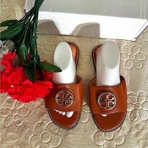 Chic Brown Sandals with Gold Accent